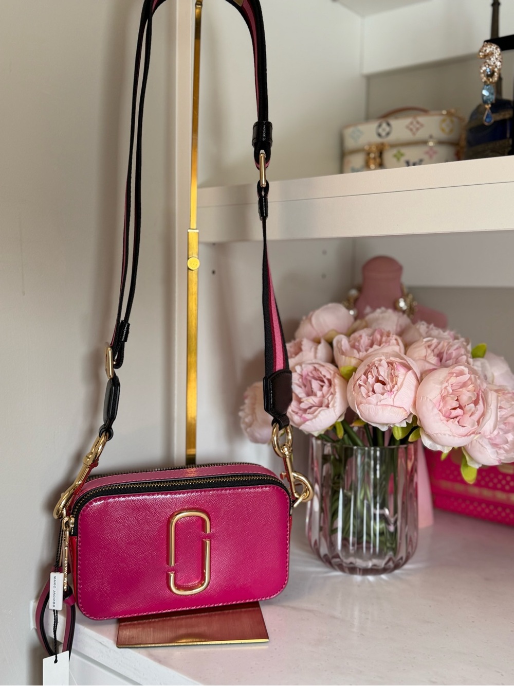 Marc Jacobs Hot Pink & Red Double-Zip Crossbody Camera Bag with Gold Hardware - Picture 4 of 15